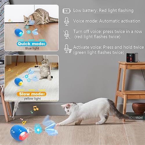 Miniatura 2 de Juguetes interactivos para gatos bola móvil ágil con cola de malla elástica para gatos y gatitos de interior