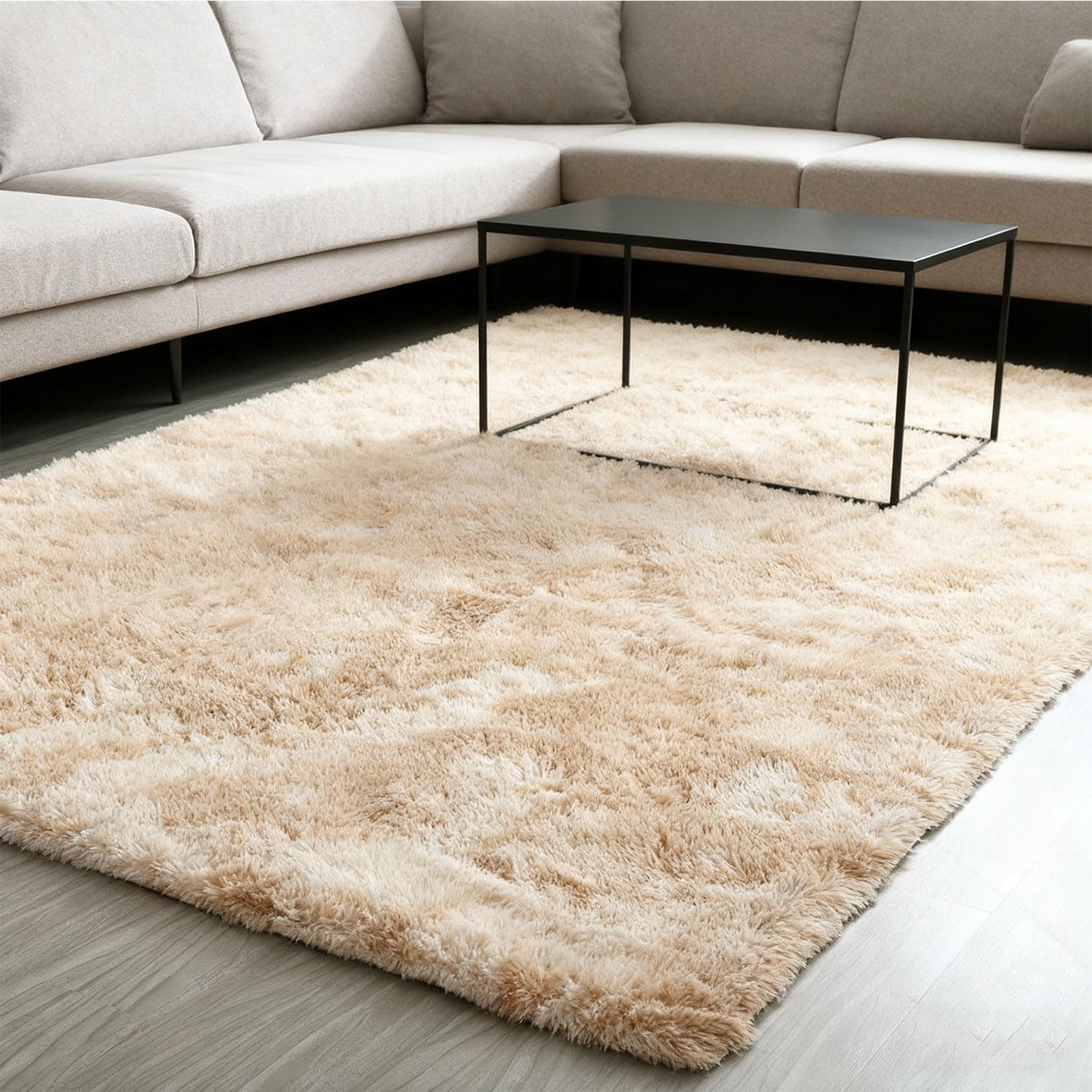 Tapis super doux kaki au pied du lit pour créer un cocon chaleureux 100x300