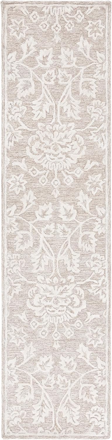 SAFAVIEH Glamour Collection Runner Rug - 2'3" x 9', Beige & Ivory, Floral Design, Handmade Wool & Viscose, Ideal for The Living Room, Bedroom, Dining Room (GLM551B-29)