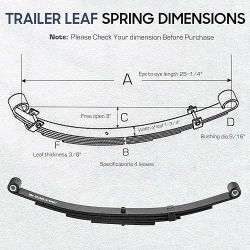 Vista 15 de SEHNSUCHT Resorte de hoja para remolque, 4 hojas y capacidad de 1750 libras, resortes de hoja de doble ojo para eje de remolque de 3500 libras