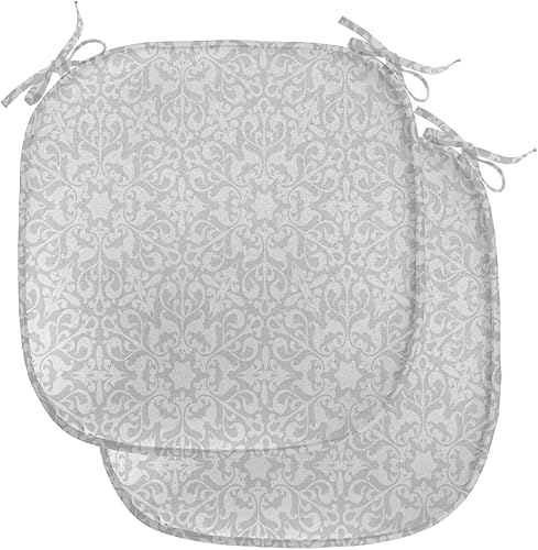 Vista 330 de Lunarable Orient - Cojín de asiento para silla, curlicues florales orientales con elementos artísticos venecianos, hojas de follaje, damasco a