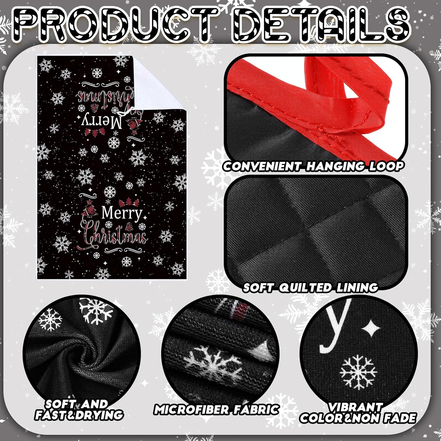 6 Pcs Christmas Kitchen Decor Set Kitchen Towels Oven Mitts and Pot Holders Xmas Tree Dish Towels Oven Mitts and Pot Holders for Baking Home(Christmas Snowflakes Style) - Image 6