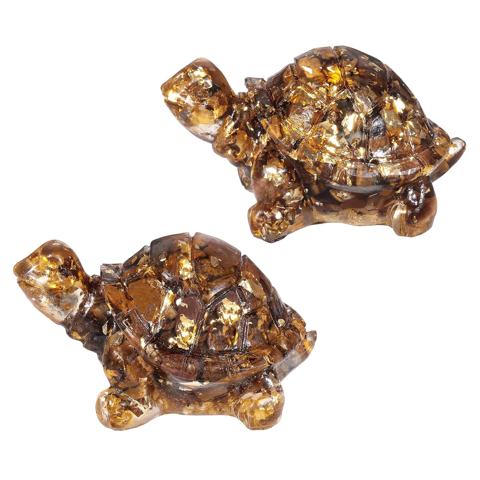 Figurine tortue en résine et oeil de tigre objet d'art artisanal