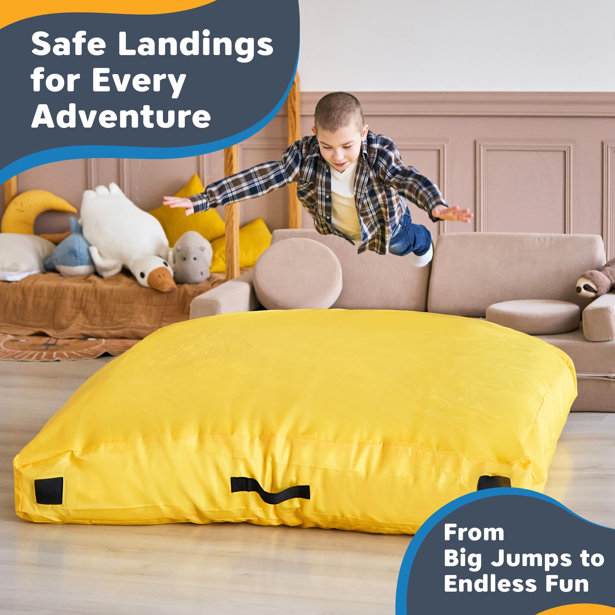 SaferBounce Sensory Crash Pad para Niños | Grande 152 x 152 cm O 122 x 91 cm | Colchoneta Crash Autismo para Niños | Crashpad | Gran Alfombra Espuma Infantil | Escalada & Gimnasia