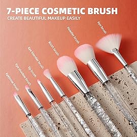 RAEEIKPHZ Travel Makeup Brush Set for Women,Grey White Transparent Unique Liquid Flows Handle with Fan Lip Eye Shadow Blender Eyebrow Brush Sets for Kids Girls Lady Gift Present