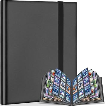9 Pockets Trading Card Binder Storage, 360 Pockets Collectible Trading Card Album with Elastic Strap Side Loading Card Folder Sport Card Binder for MTG, TCG, Baseball, Football Cards Black