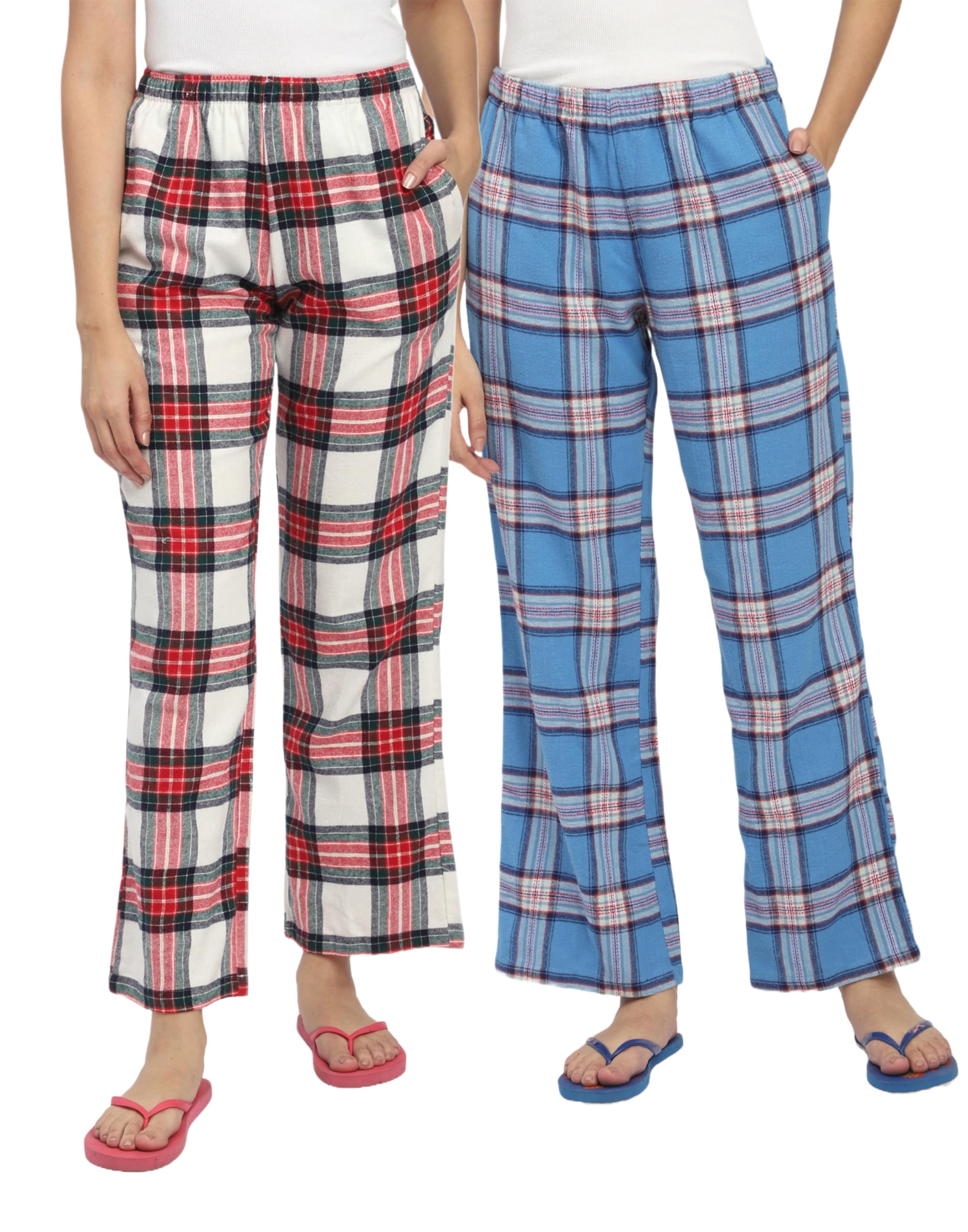 Women's Cotton Mulitcolor Checks Lounge Pyjama (Pack of 2) (LWPNT-001-24053/24054)-image-18