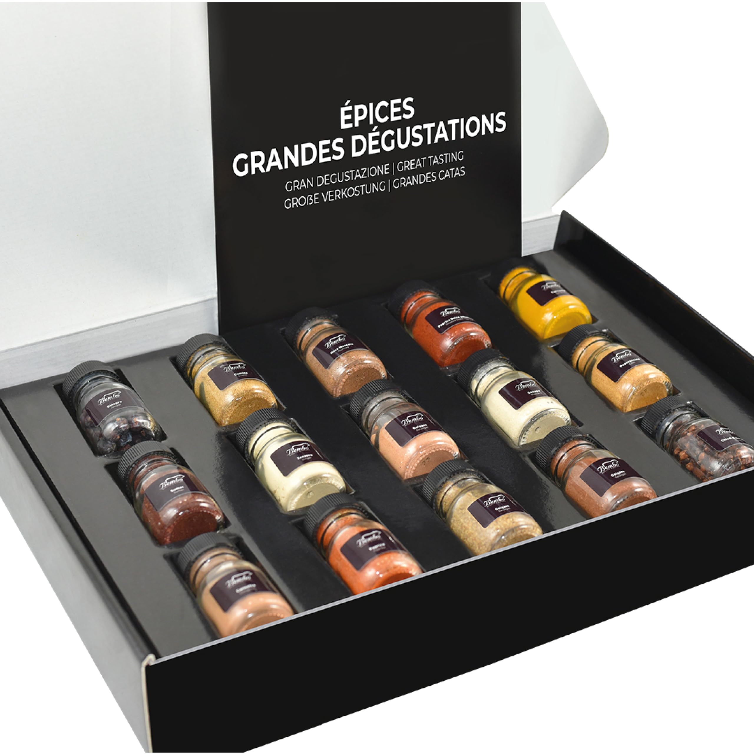 Bembo Coffret de 15 Épices du Monde – Collection Dégustation | 15 épices à observer, sentir, goûter et comparer. Un voyage sensoriel au cœur des épices du monde.