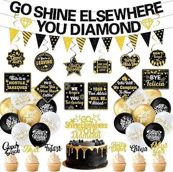KOTLMIGHT Farewell Party Decorations, Going Away Leaving Coworker Goodbye Party Banner Supplies Decor with Banner, Cake Toppers, Balloons, Hanging Swirls, Wall Signs