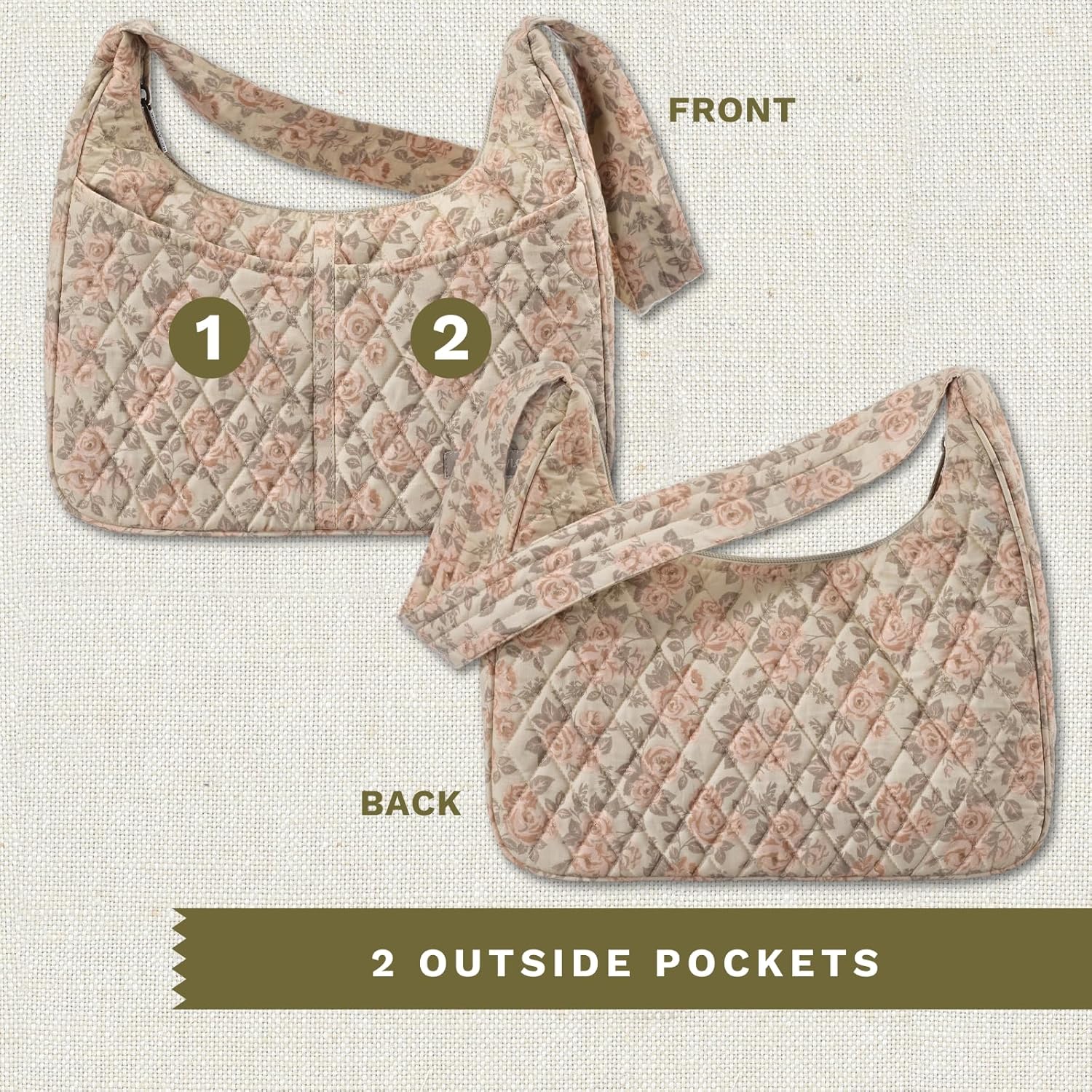 Bella Taylor Blakely - Hobo Shoulder Bag for Women - Lightweight Quilted Fabric Purse with Pockets - Image 6