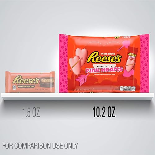 Miniatura 6 de REESE'S White Crème Peanut Butter Pink Hearts Candy, caramelo para el día de San Valentín, bolsa de 10.2 onzas
