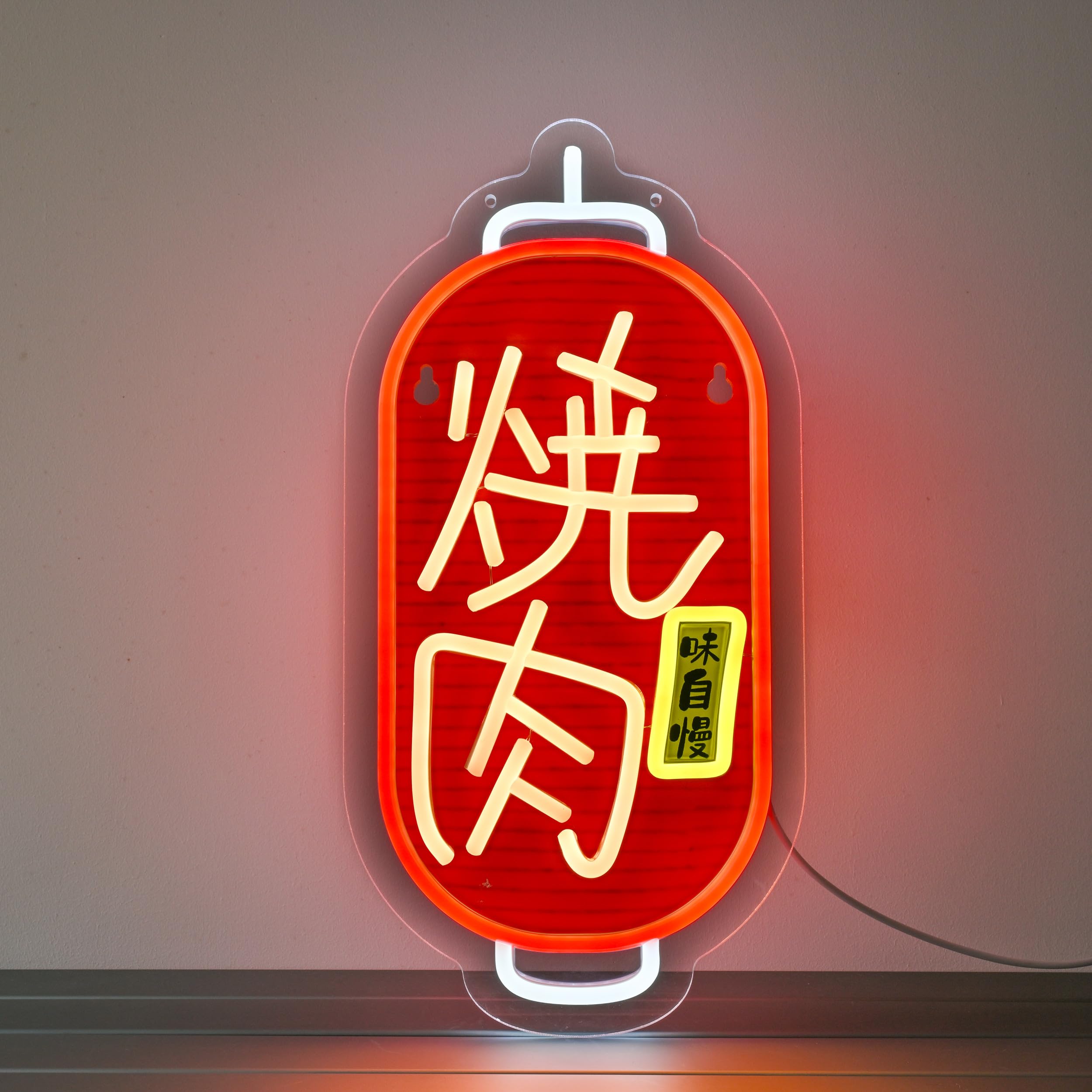 オーダーメイド　BBQ ネオン管　牛型デザイン 壁掛け用 赤緑　オリジナル メイド カフェ corona ネオン管 ネオンサイン 看板 可愛い オーダー