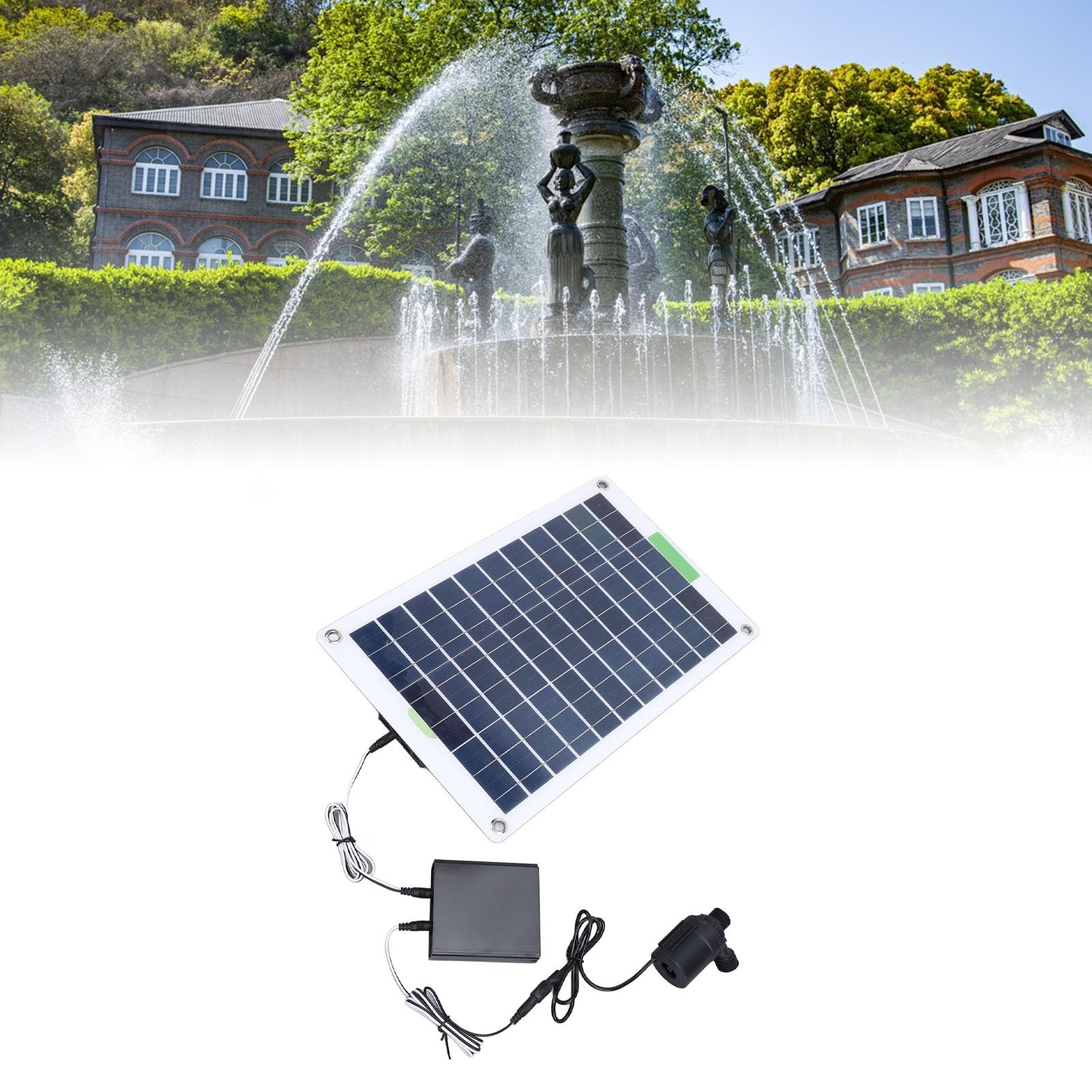 Buachois Pompa ad Acqua Solare Professionale, Kit Pompa Solare con Pannello Monocristallino 100W e Scatola di Accumulo, Portata 16.4FT, per Fontane Giardino Piscina Cortile Esterno
