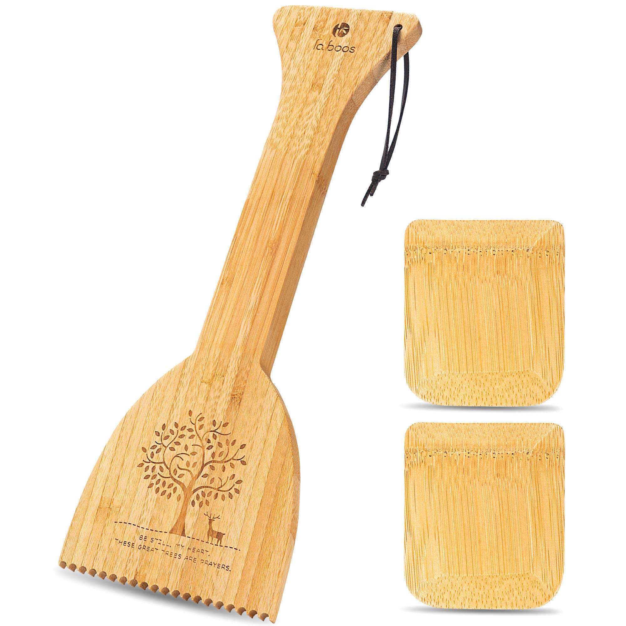 Wooden BBQ Grill Scraper – Beech Wood Griddle Cleaner for Traeger and Other Grills, No Metal Bristles, Safe and Durable Grill Cleaning Tool with Grooved Edge