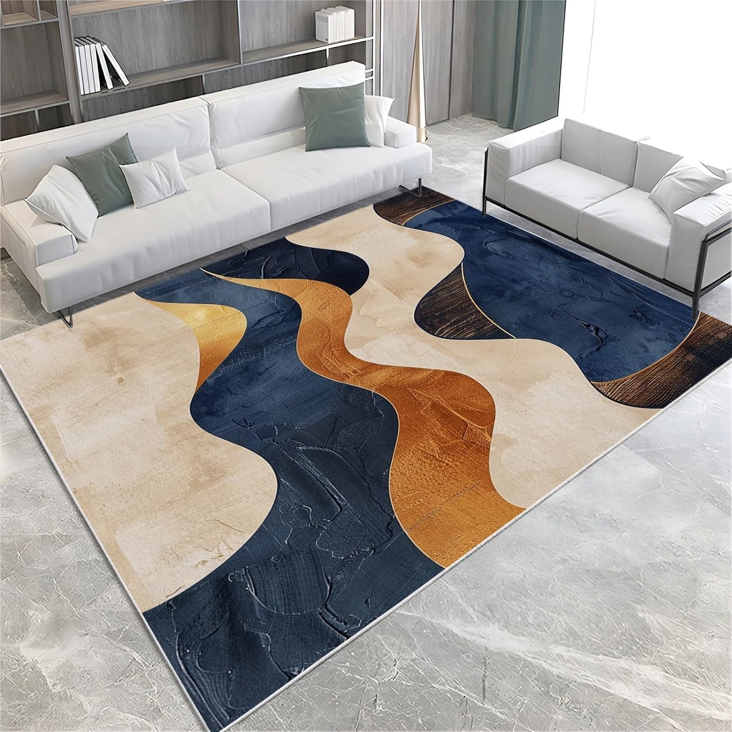 Area Rug, 3D Printed Abstract Geometric Texture With Stripes Anti-Skid Carpet Used For Bedroom, Living Room, Children'S Room, Home Decoration Carpet - Easy To Clean 100 X 200 Cm / 39.37 X 78-4.58002