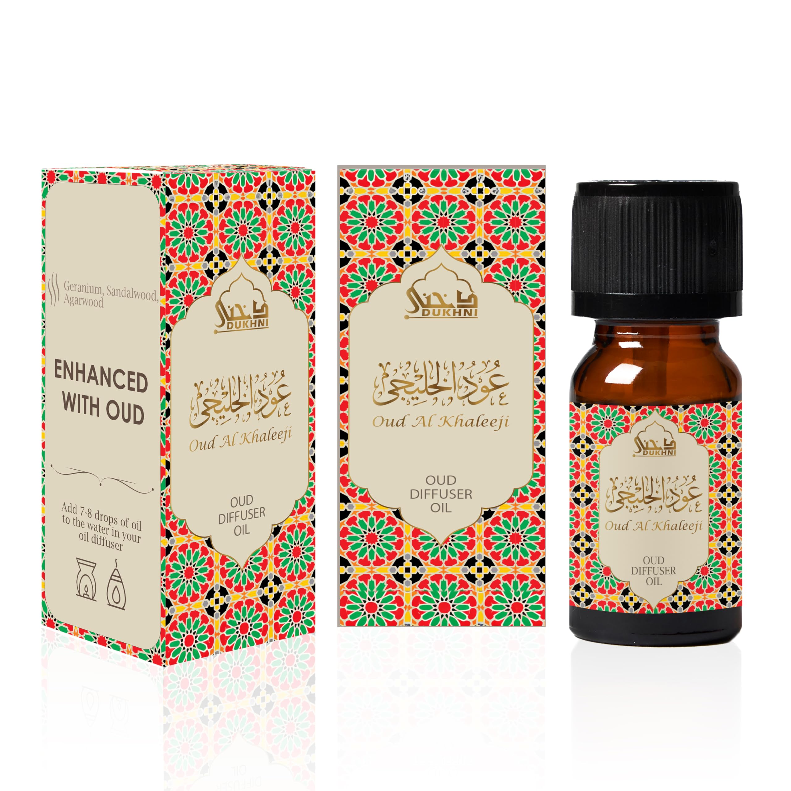 Oud Diffuser Oil, Oud Al Khaleeji by Dukhni | 3 x 10ml Arabic Oil for Diffuser & humidifier | 100% Pure Halal, Oudh Essential Oil Blend | Relax with Home Aromatherapy, for Relaxation and Massage