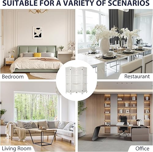 Miniatura 16 de Babion Divisor de habitación de 6 paneles, divisor de habitación de madera con estantes, separadores de habitación portátiles de 5.6 pies y 6