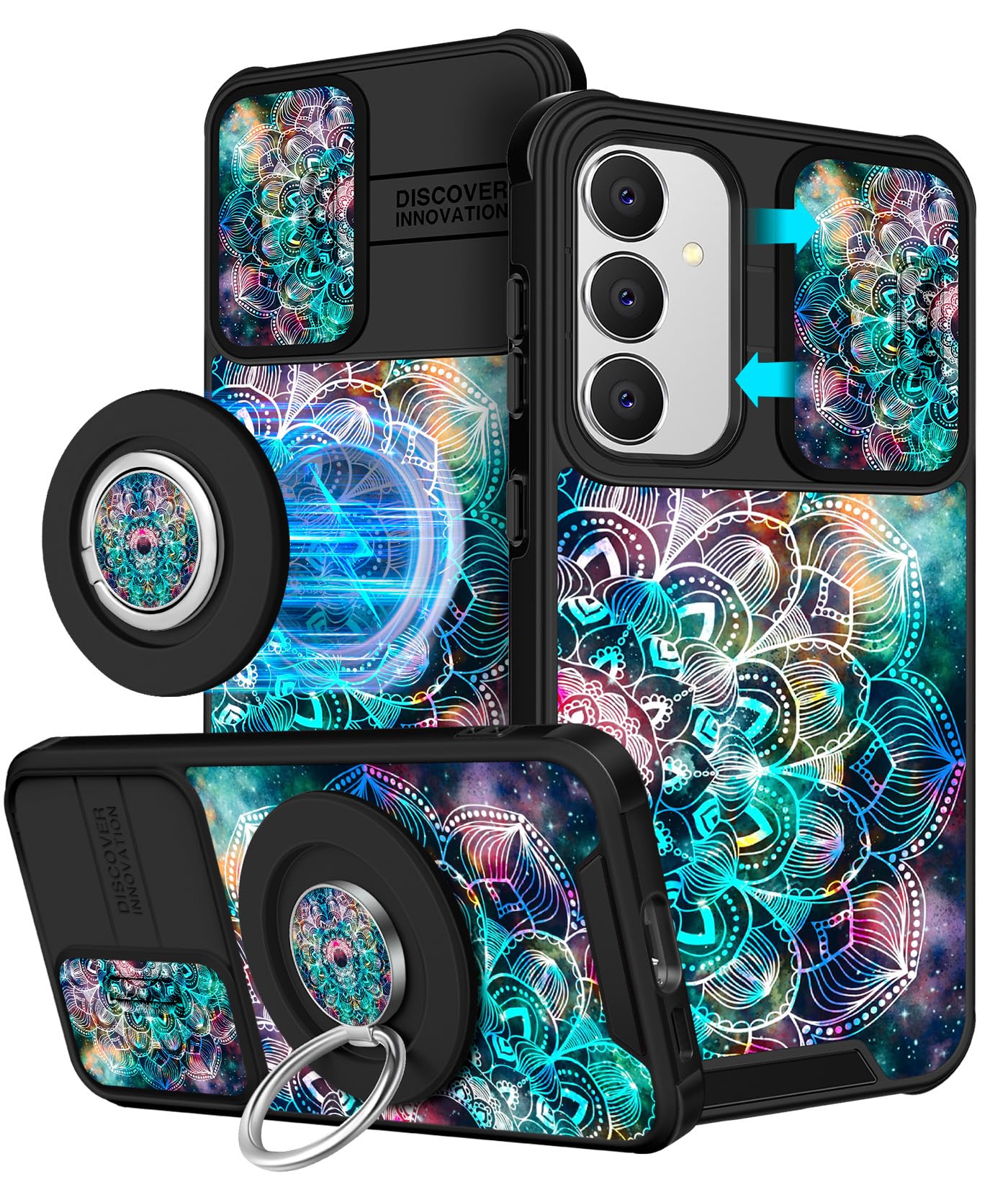 Funermei for Samsung Galaxy S25 Plus/S24 Plus Case - [2in1] Women Cute Girls Phone Cover Girly Aesthetic Boho Flower Unique Design Camera Cover