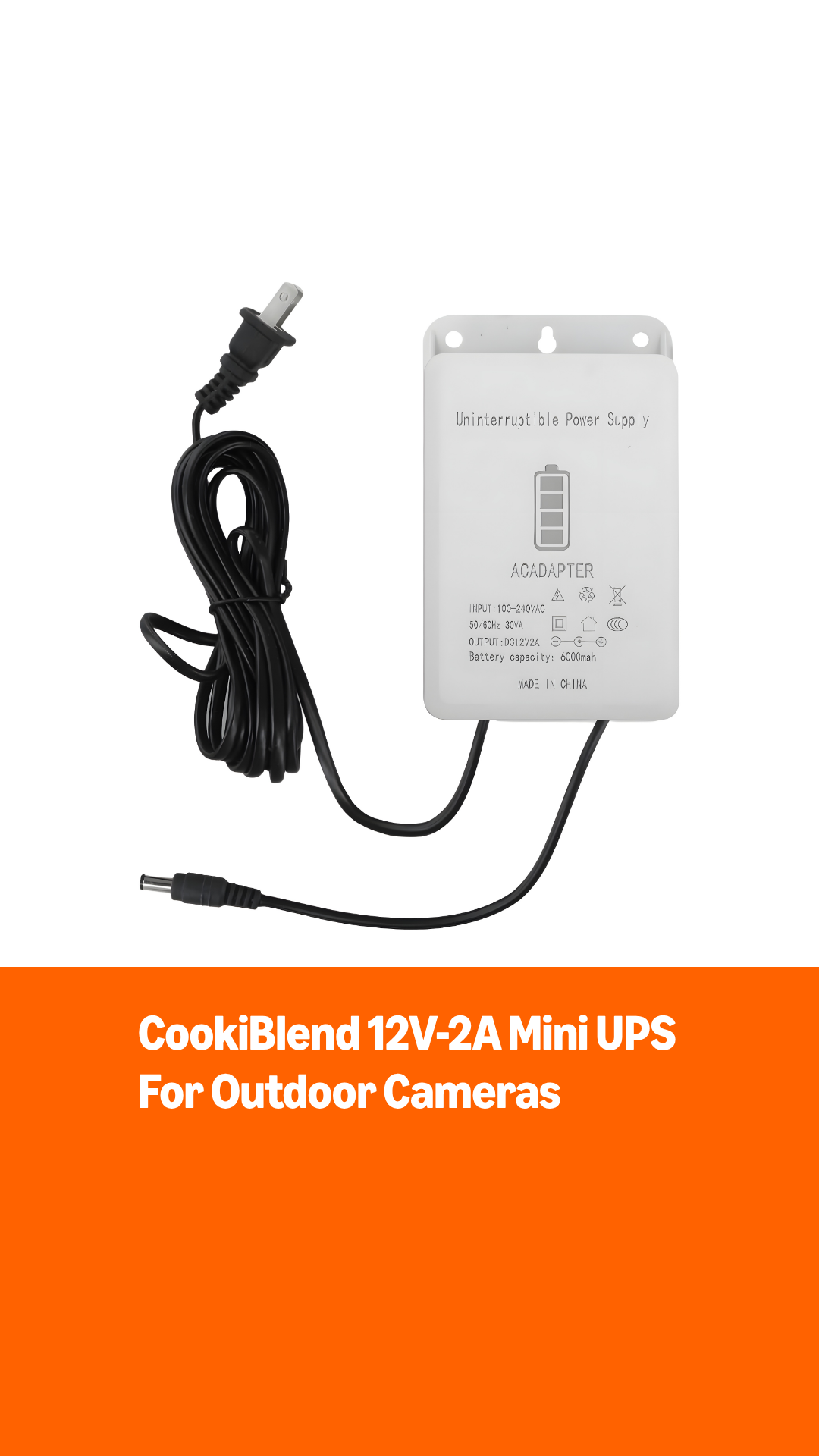 Alimentatore UPS 12V 2A Con Batteria 3600mAh Per Telecamere Di Sicurezza – Backup Anti-interruzione E Protezione Pioggia