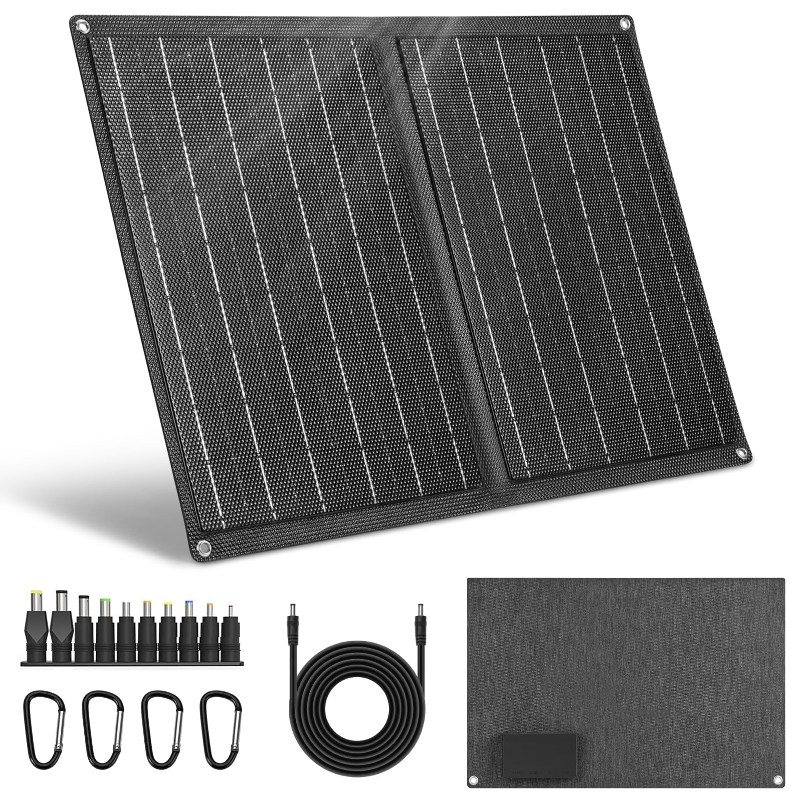 Pannello Solare Portatile 21W Piegaevole Caricatore, Efficienza 23%, Caricatore Rapido con Porte USB e Uscita DC 18V, Pannello Solare Pieghevole per Campeggio Viaggi all'Aria Aperta Emergenza