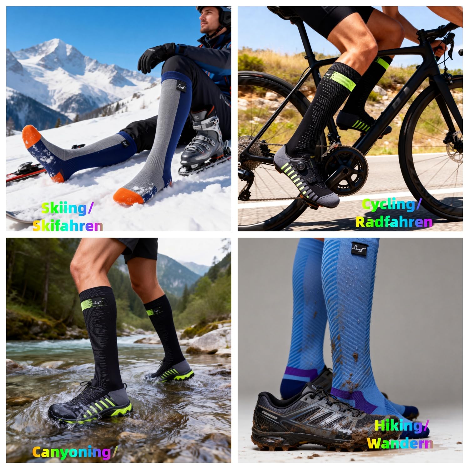 OTTERSHELL Chaussettes longueur genou étanches en laine mérino. Chaud et respirant. Tissu composite à 3 couches, anti-humidité pour la randonnée, la randonnée, le ski