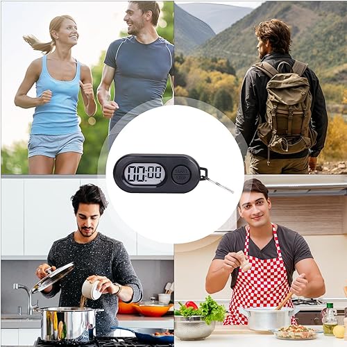 Miniatura 2 de Pequeño llavero con temporizador digital, cronómetro de alta precisión para experimentos de horneado de fitness, temporizador de ABS portátil con