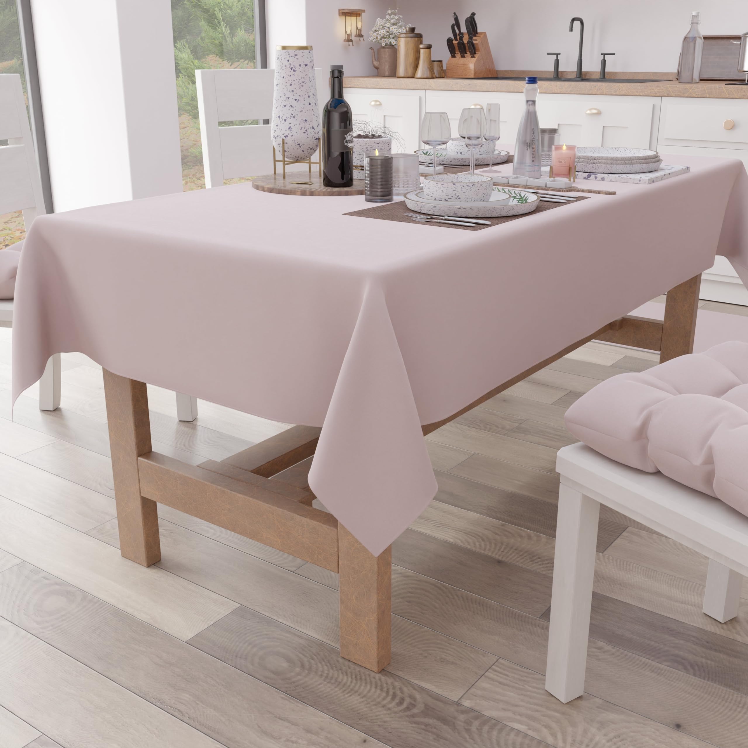 PETTI Artigiani Italiani - Table Cloth, Kitchen Tablecloth in Plain Cotton, Square Powder X4 Places (140 x 140 cm)