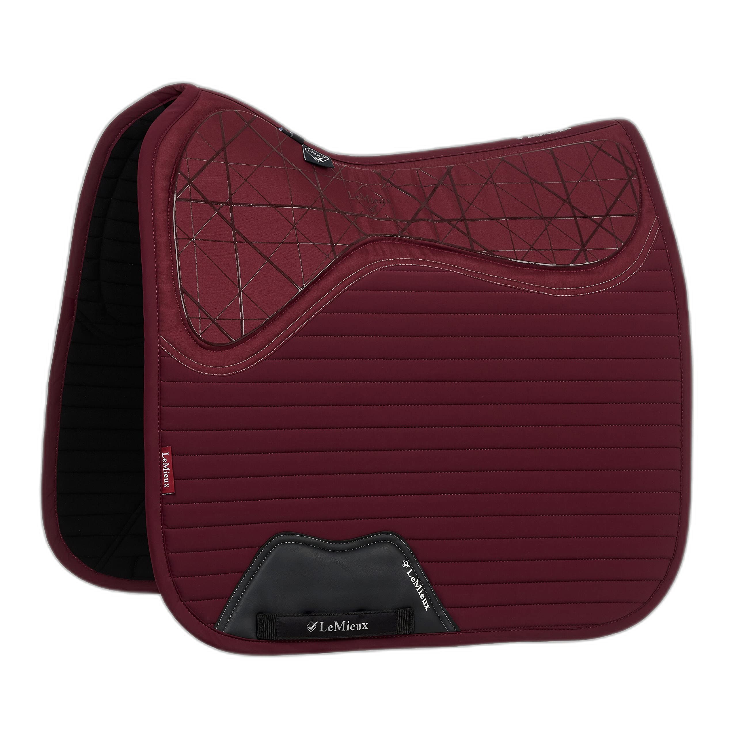 LeMieux Dressage Soft Shell Anti Slip Square Saddle Pad - Saddle Pads for Horses - Equestrian Riding Equipment and Accessories - Burgundy - One Size