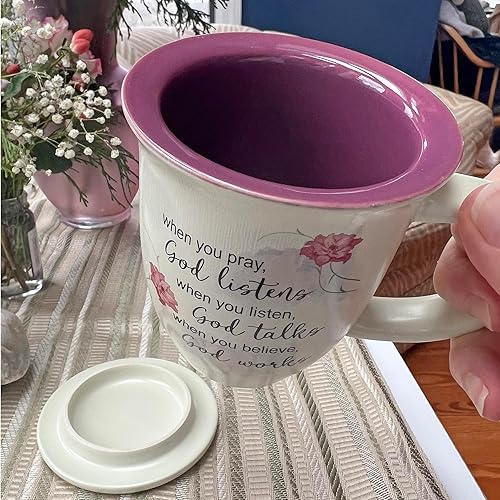 Miniatura 4 de Abbey + CA Gift Juego de taza y posavasos de cerámica con versículo bíblico, regalo para el día de la madre, cumpleaños y Navidad para mujeres, 14