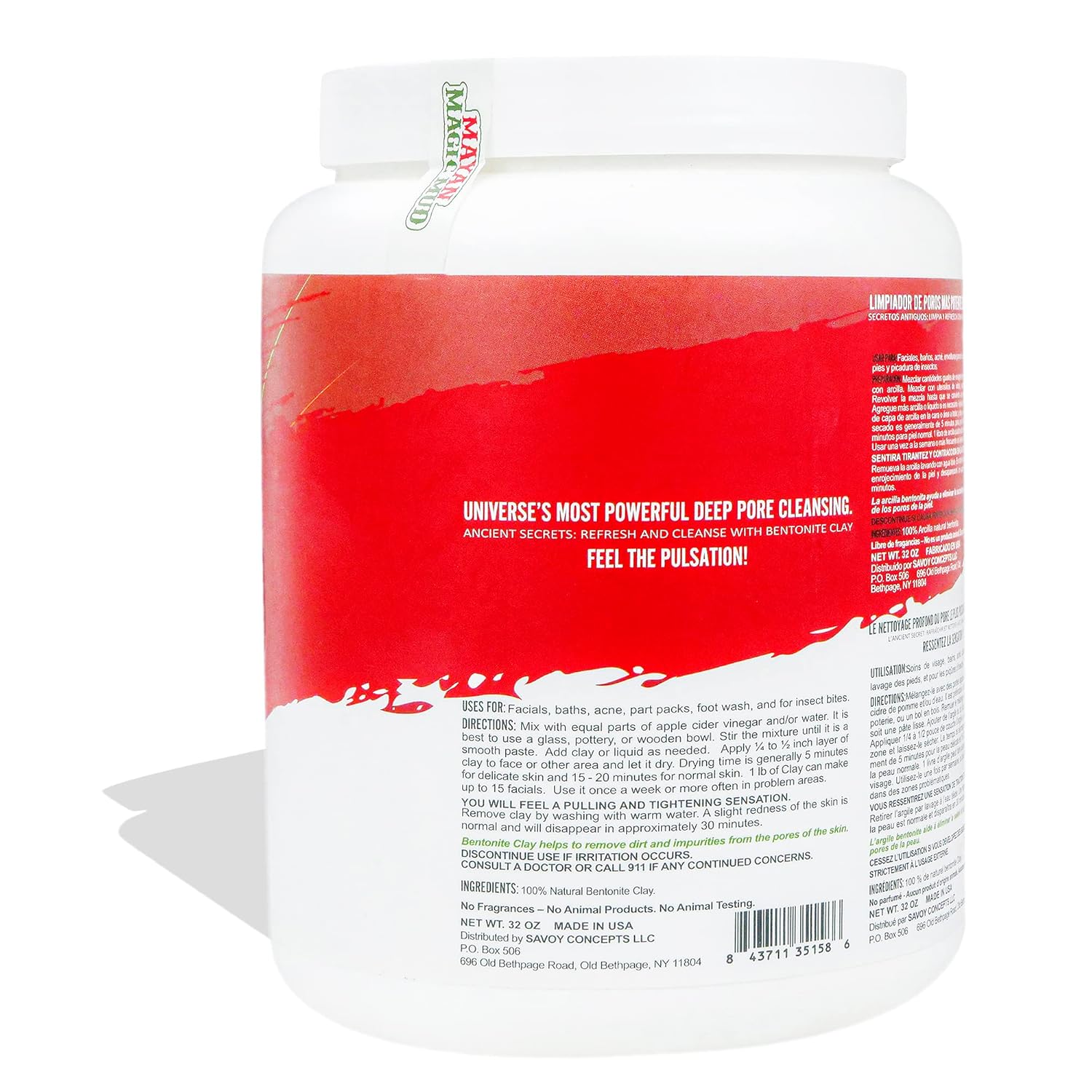 Mayan Magic Mud Powerful Deep Pore Cleansing Sodium Bentonite Clay for Unisex - 32 oz Cleanser - Image 2