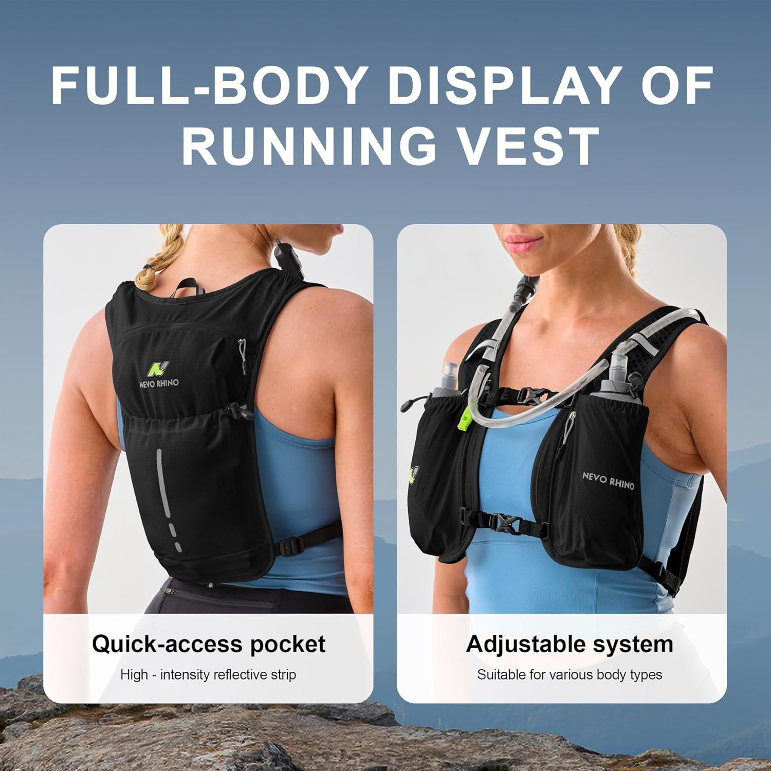 N NEVO RHINO Running Vest, Lightweight Hydration Vest, Insulated Water Backpack with 1.5L Water Bladder for Hiking, Trail, Running,Marathons,Cycling - Image 4