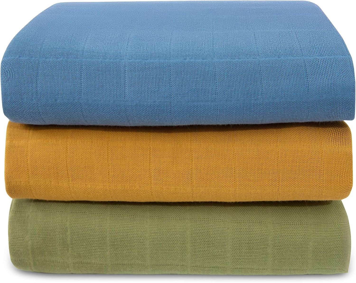 Organic Muslin Swaddle Blankets, 100% Organic Cotton, Baby Wrap for Boys and Girls, Soft Breathable and Skin-Friendly, Newborn Blankets, Baby Essentials, Registry&Gift, 3-Pack, Large 47 x 47 inches