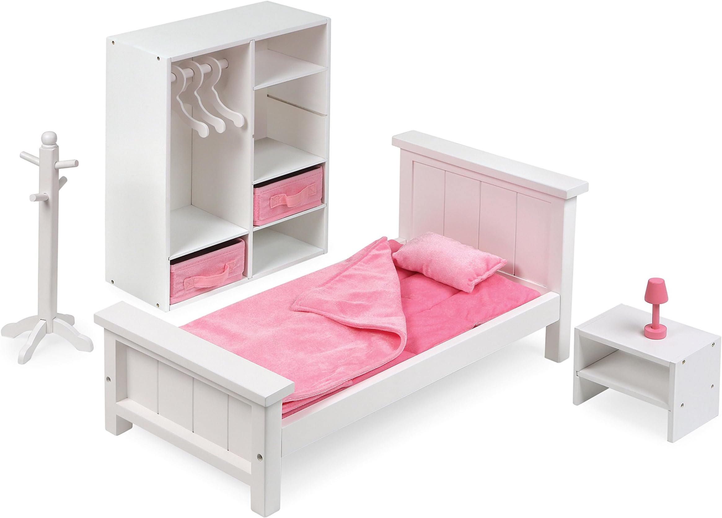 13-Piece Bedroom Furniture Set for 18 Inch Dolls – Includes Bed, Armoire, Nightstand & Accessories