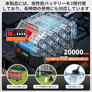 ✨半額以下✨高圧洗浄機 22Lバケツ付 コードレスUSB充電 3段階水压モード Amazon | Boomax高圧洗浄機 22L折り畳みバケツ付き コードレス