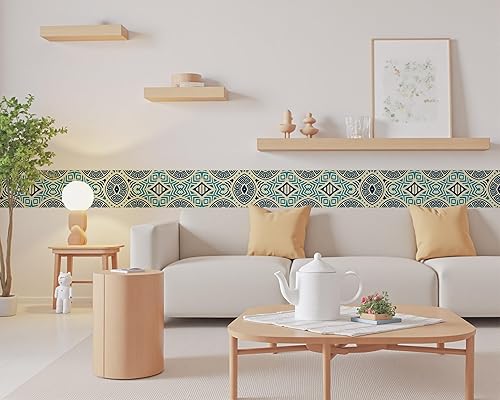 Vista 234 de FLFK Calcomanías de pared para despegar y pegar, para habitación de los niños, calcomanías de peces bajo el mar, 4 x 240 pulgadas (azul)