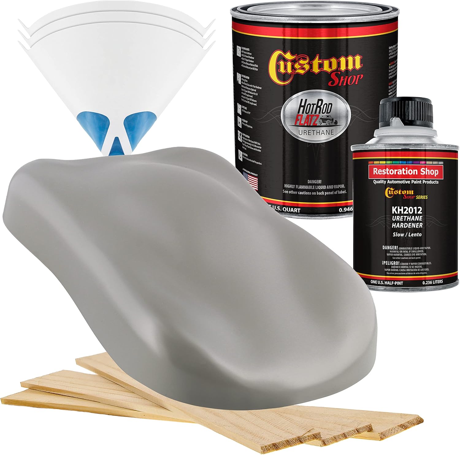 Custom Shop - Dove Gray - Hot Rod Flatz Flat Matte Satin Urethane Auto Paint - Complete Quart Paint Kit - Professional Low Sheen Automotive, Car Truck Coating, 4:1 Mix Ratio