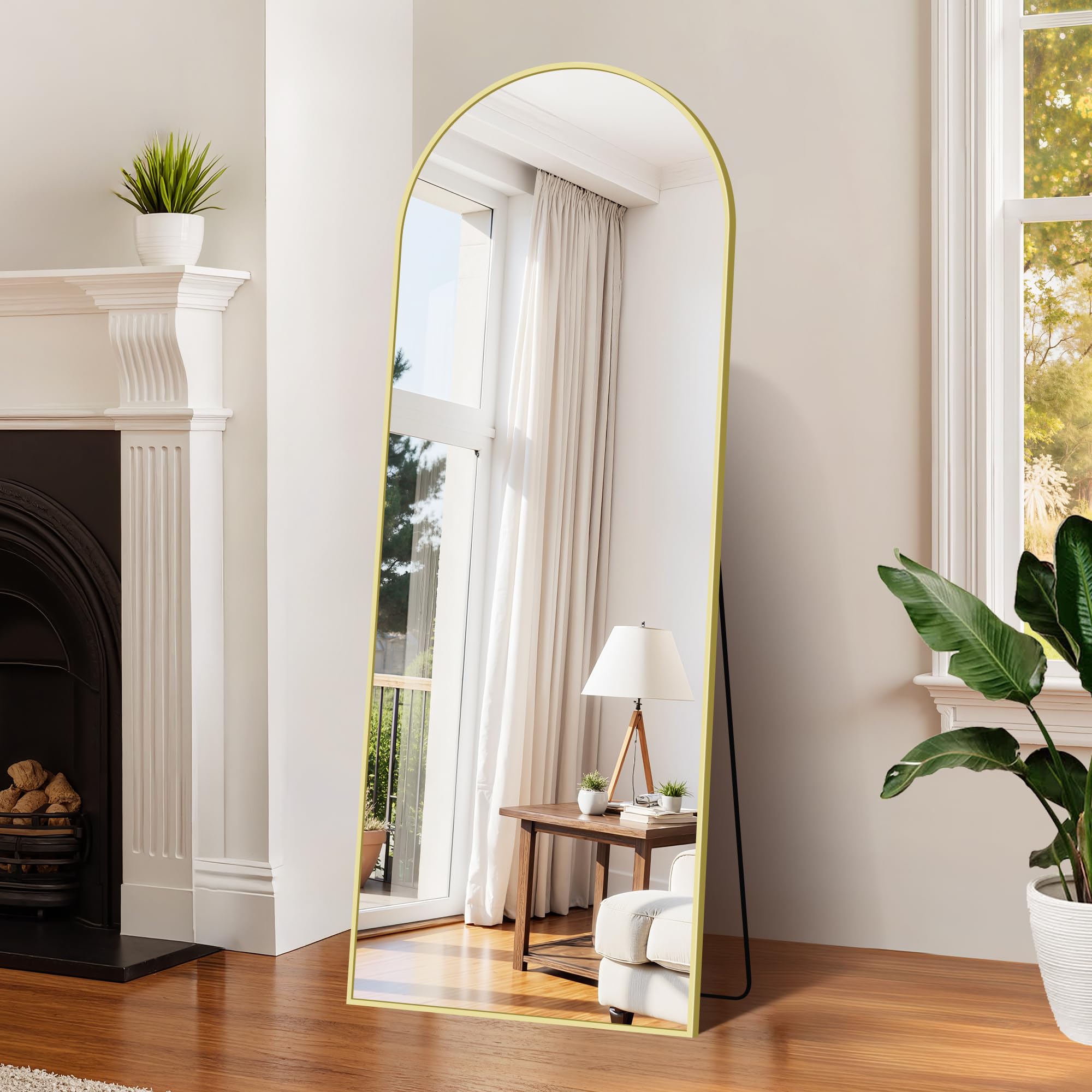 WOLIBEER Specchio a Figura Intera Grande 165 x 60 cm Con Cornice in Alluminio Dorato - da Parete o Terra per Camera da Letto, Ingresso, Corridoio