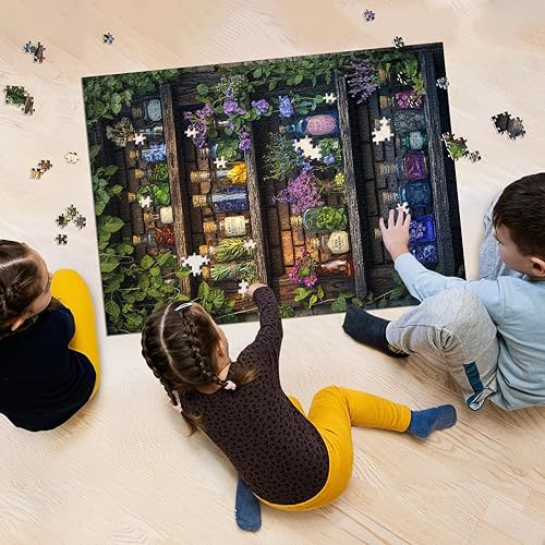 Miniatura 7 de Rompecabezas de estantería mágica de plantas para adultos, 1000 piezas, rompecabezas vintage de flores silvestres de 1000 piezas, rompecabezas de