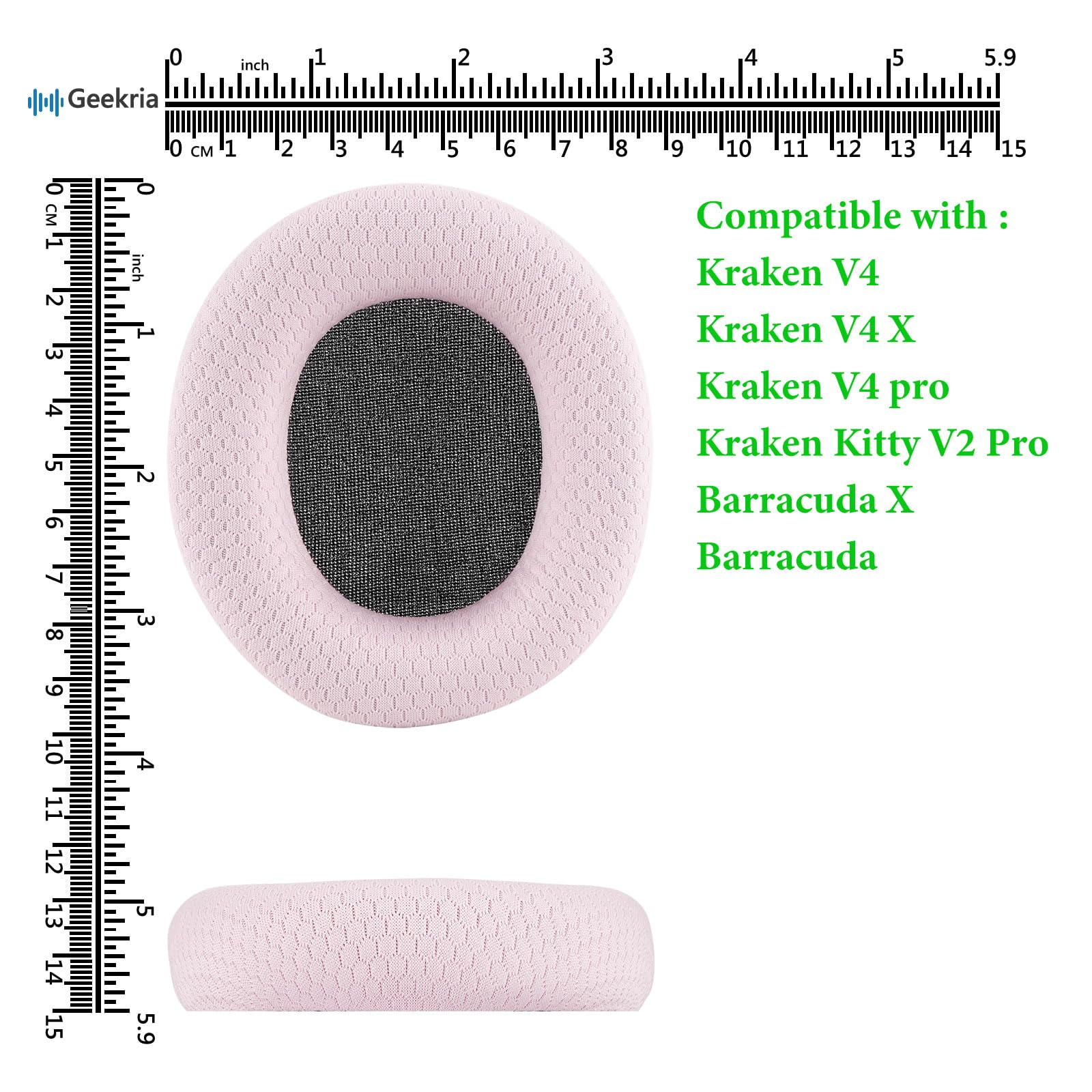 Geekria Confort - Coussinets D'oreille De Rechange En Maille Pour Casque Razer Kraken V4 X/V4Pro/Kitty V2 Pro, Barracuda/Barracuda X, Pièces De Réparation Avec Guide Vidéo (blanc Grisâtre