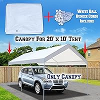 Vista 4 de YardGrow Cubierta de toldo de repuesto para cochera de 10 x 20 pies para tienda de campaña, cubierta de refugio de garaje con bolas elásticas