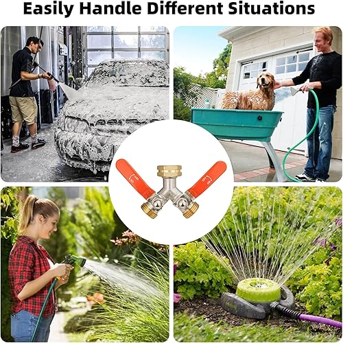 Miniatura 3 de Divisor de manguera de 2 vías, Divisor de manguera de jardín de alto flujo, Convertidor de manguera de latón de entrada de 34 "Ght, Divisor de