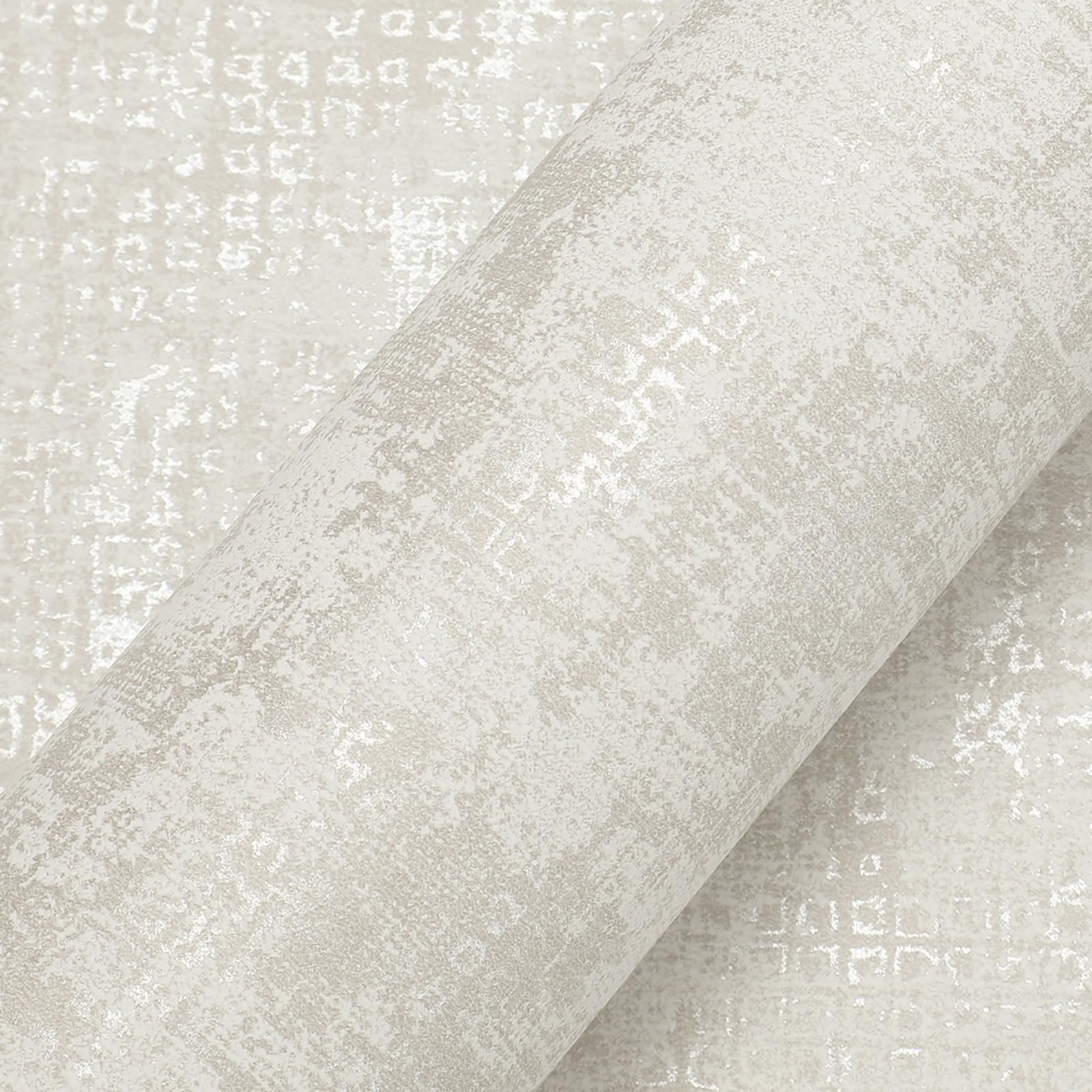Pamatio Concrete White Grey Wallpaper - Metallic Glitter Feature Industrial Cement Effect - Non-Woven - Living Room Bedroom Walls Adult, 53 cm x 9.5 m Roll
