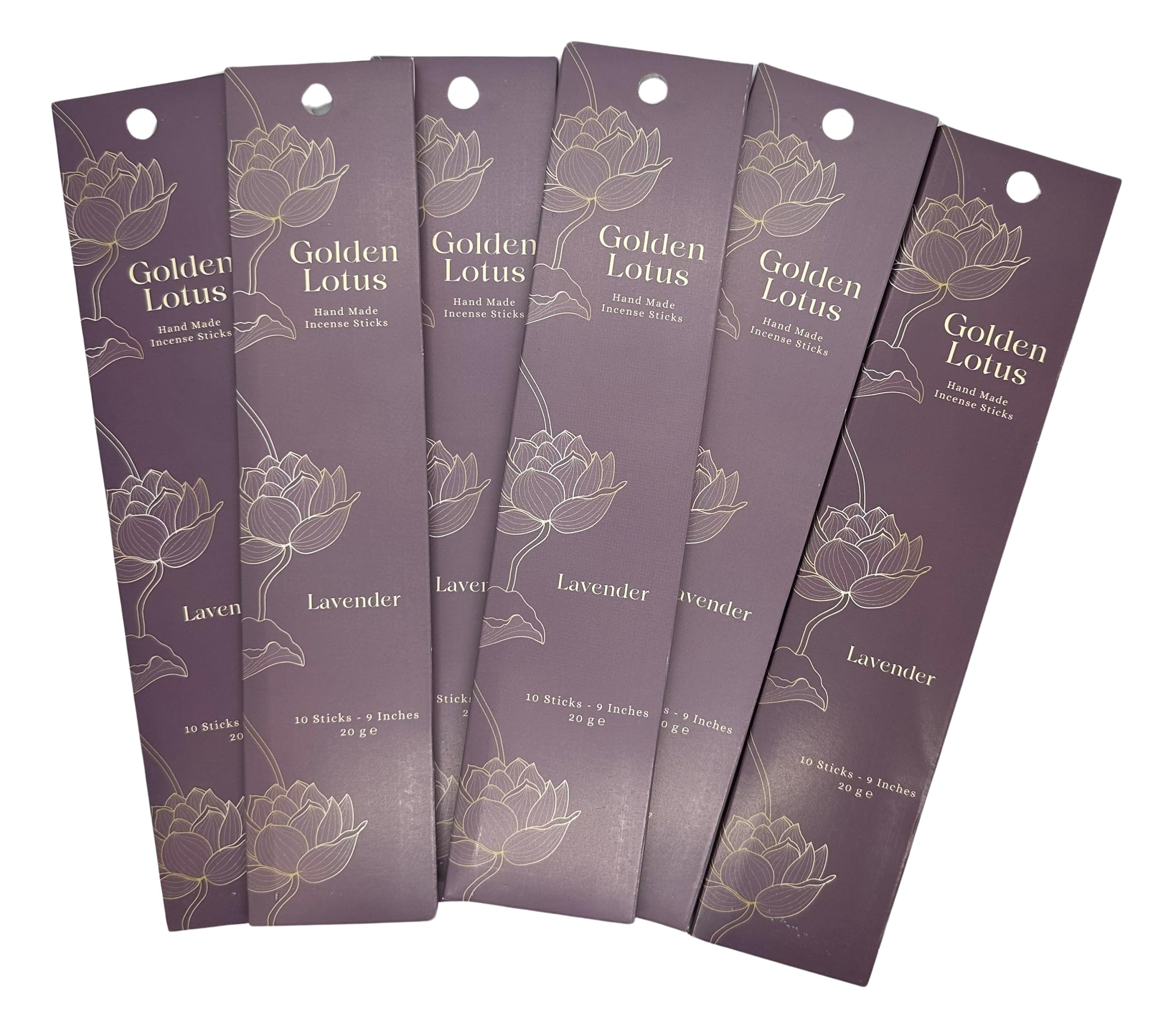 Golden Lotus Hand Rolled Incense Sticks Lavender 20g x 6 packs