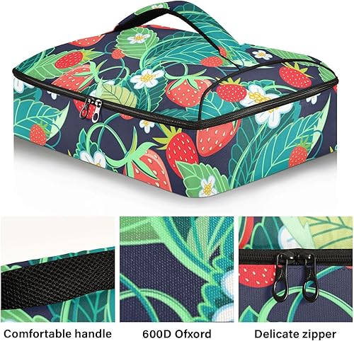 Miniatura 2 de xigua Porta cacerolas aisladas, bolsa transportadora de cazuelas de fresa, portadores de cacerolas para alimentos calientes o fríos, apto para