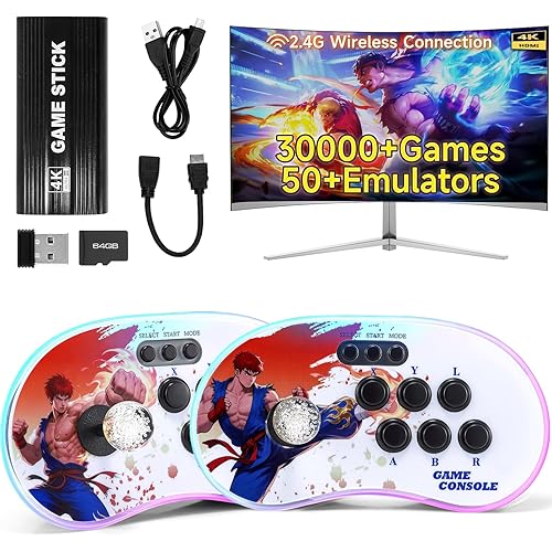 A16 Retro Game Console - Support and Wireless Connection,30000 in Classic Games,Two Separate 3D joysticks,Plug and Play 4K HD HDMI TV Game Stick Birthday Gifts for Boys and Girls