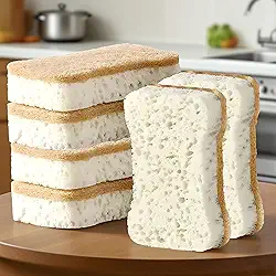 6 esponjas de cozinha que não arranham, limpam rápido sem arranhar, esponjas de cozinha de dupla face, esponjas de limpeza de longa duração para pratos, fáceis de secar e reutilizáveis - marrom em