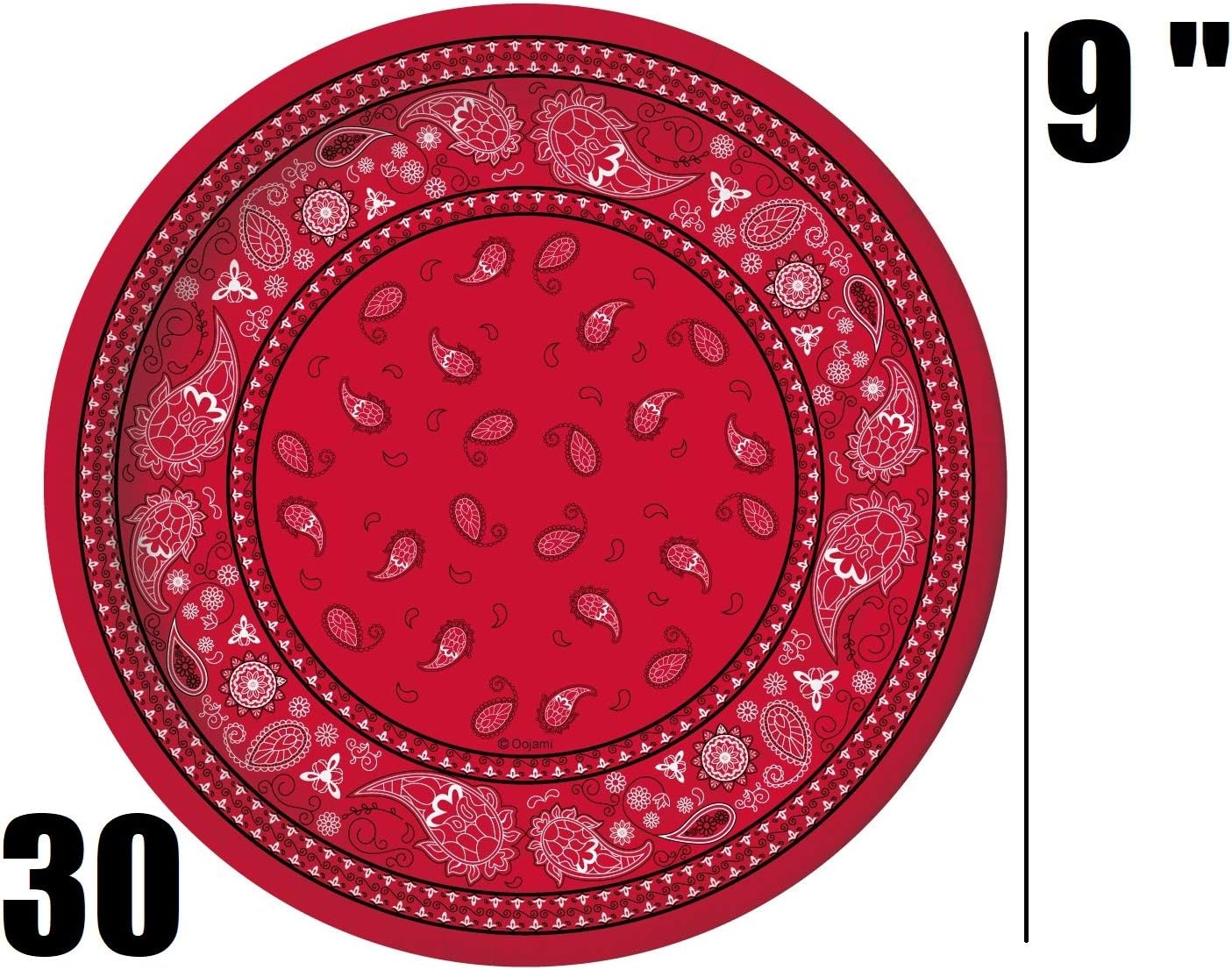 Serves 30 | Complete Party Pack | Red Bandana Western Party Supplies | 9" Dinner Paper Plates | 7" Dessert Paper Plates | 12 oz Cups | 3 Ply Napkins |Red Bandana Western Birthday Party Supplies : Home & Kitchen