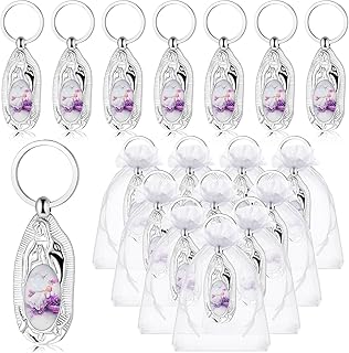 12 Pcs Guardian Baby Angel Baptism Communion Keychain Party Favor for Baby Boys and Girls Bautizo Recuerdos First Communion Party Favors Customized Christening Gift for Guest