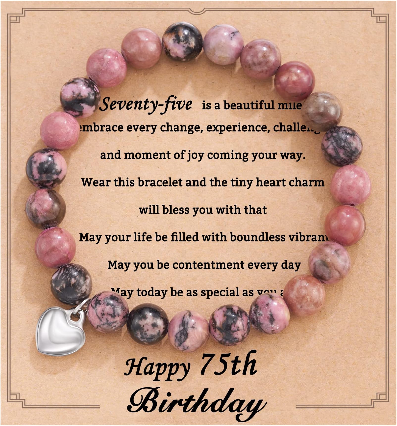 HGDEER 13/16/18/21/30/40/50/60/70/80 Birthday Gifts for Teen Women, Natural Stone Heart Bracelets for Mom Auntie Wife Friend Sister