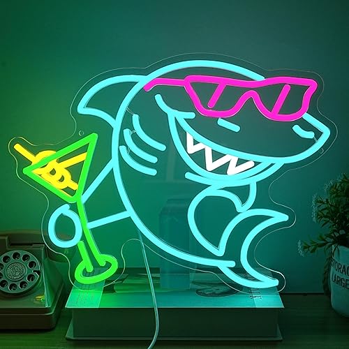 Shark Cocktail Neon Sign Shark Martini Neon light Dimmable LED